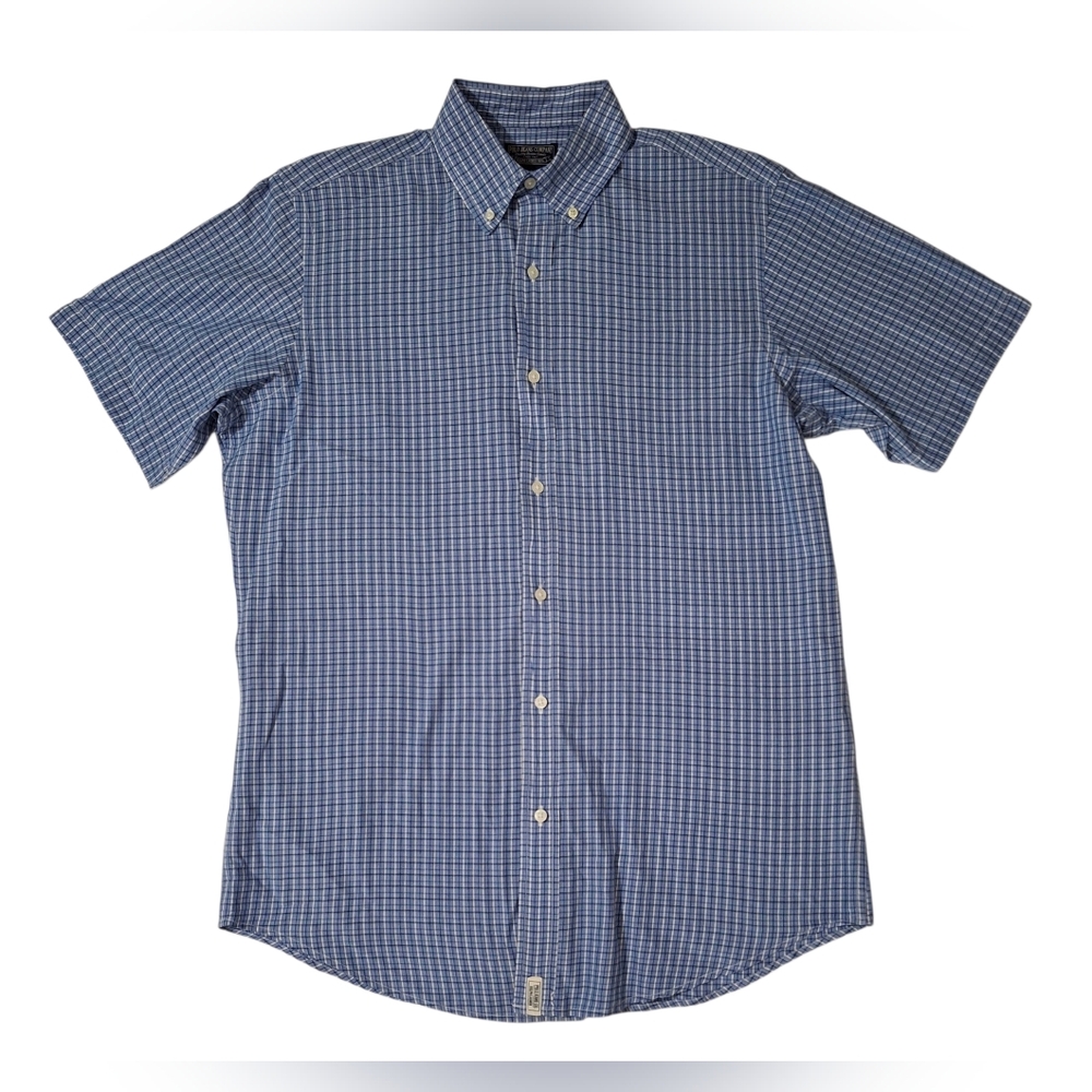 VTG Y2K Men's Polo Jeans Co. Blue & White Plaid Short Sleeve Button Down Shirt